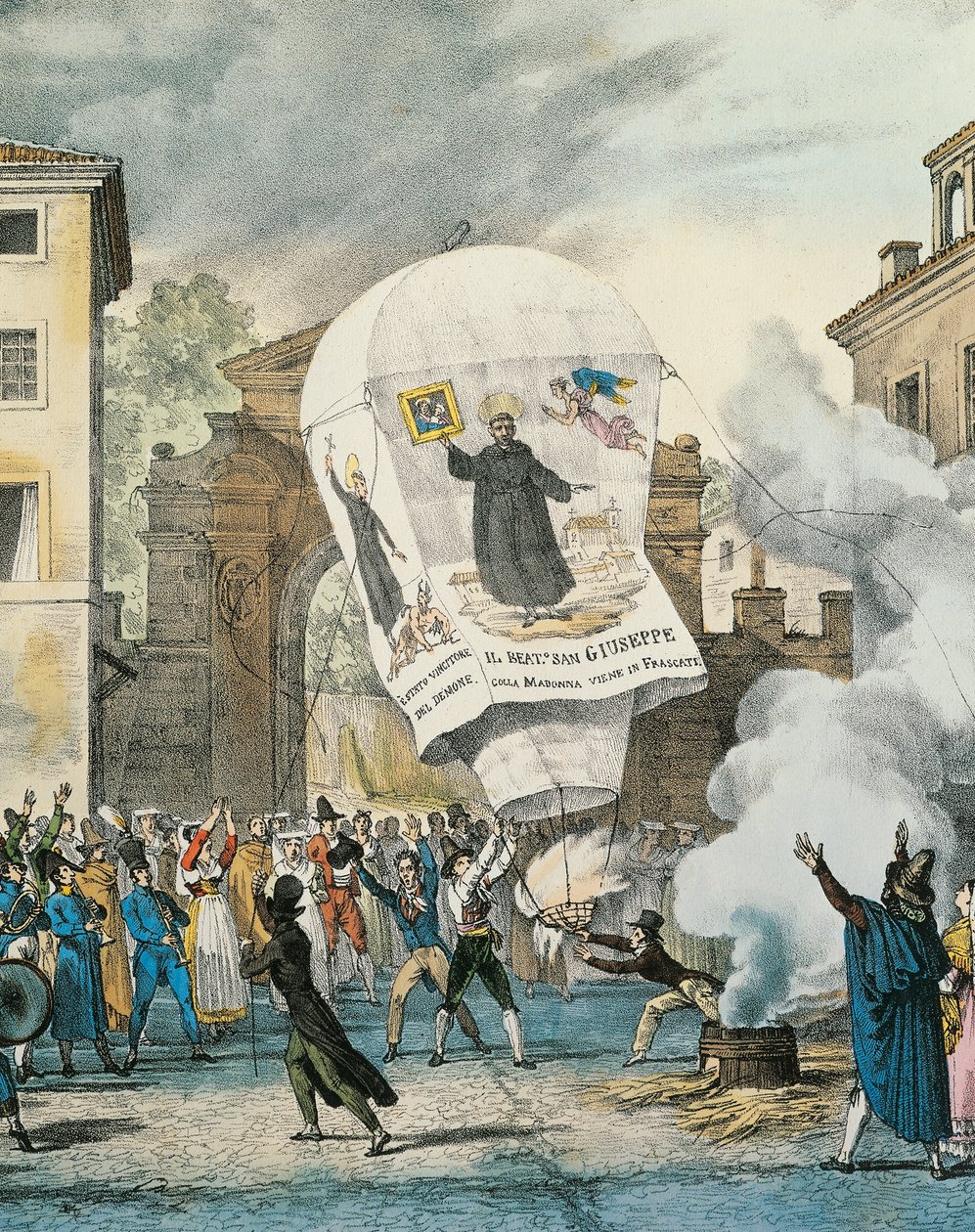 Mongolfiera per la Festa di San Giuseppe a Roma (dettaglio) da Antoine Jean-Baptiste Thomas