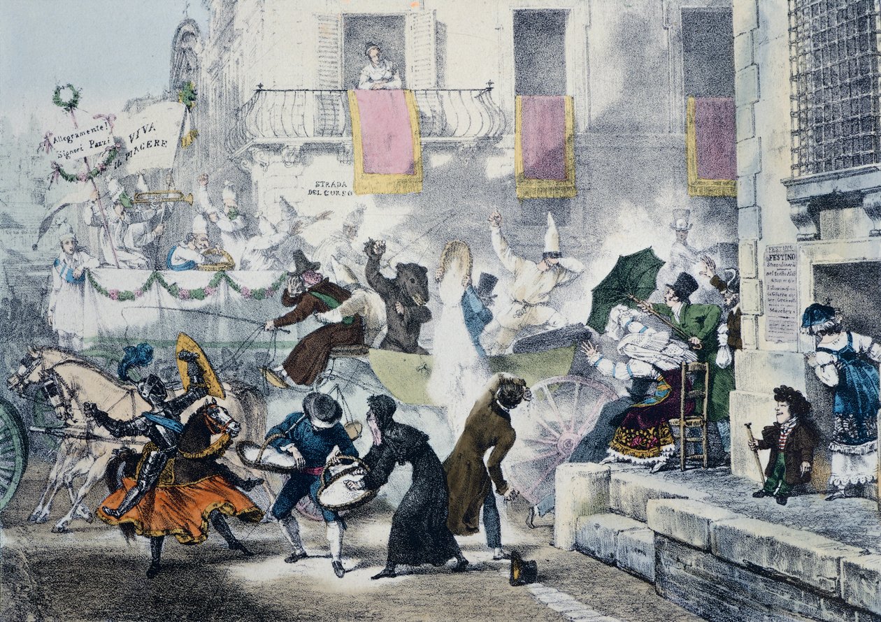 Lancio di coriandoli durante il carnevale a Roma da Antoine Jean Baptiste Thomas