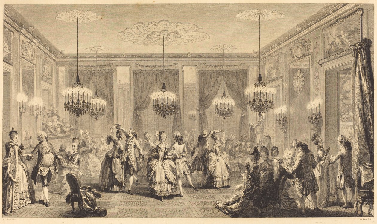 Il ballo mascherato da Antoine Jean Duclos after Augustin de Saint Aubin