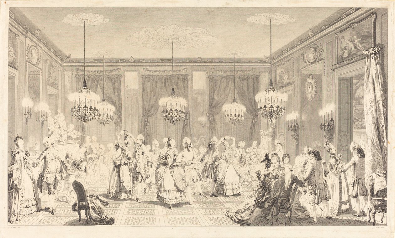 Le bal pare da Antoine Jean Duclos after Augustin de Saint Aubin