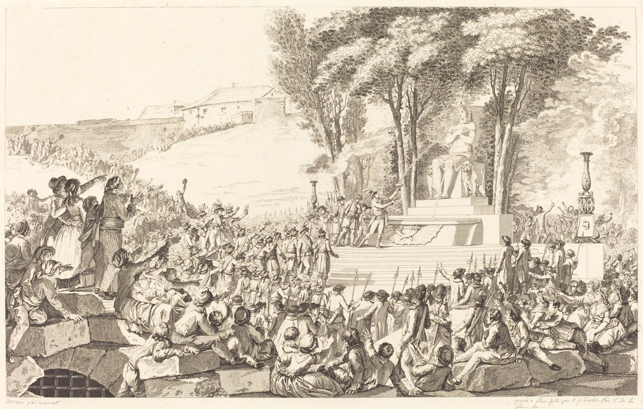 La Fontana della Rigenerazione sui resti della Bastiglia, 10 aprile 1793 da Antoine Jean Duclos after Charles Monnet