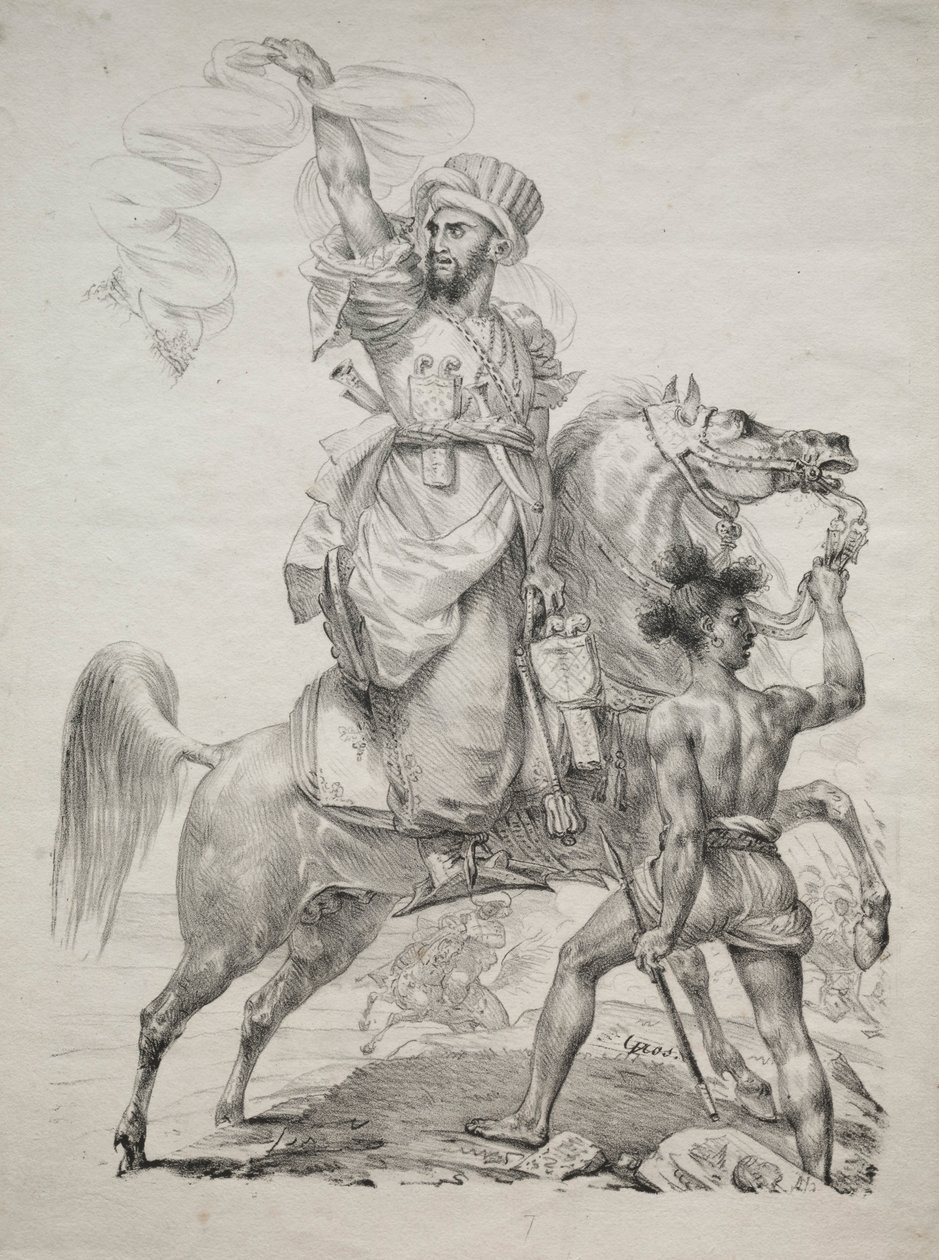 Un capo mamelucco a cavallo che chiede aiuto, 1817 da Antoine Jean Gros
