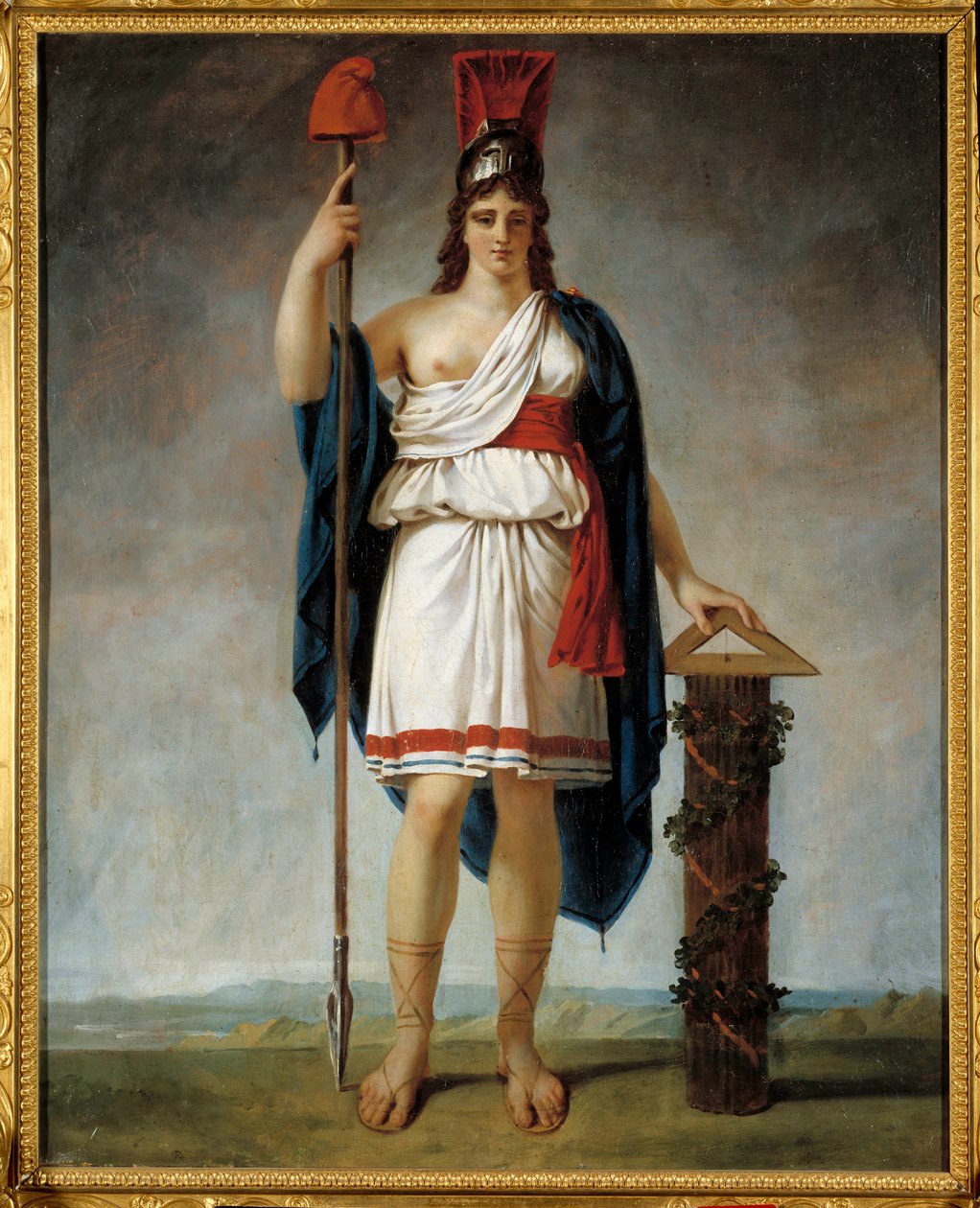 La Repubblica Francese anno II. Allegoria della repubblica: alla fine della lancia il berretto frigio (simboli della rivoluzione francese). Dipinto attribuito ad Antoine Jean Gros (1771-1835) da Antoine Jean Gros