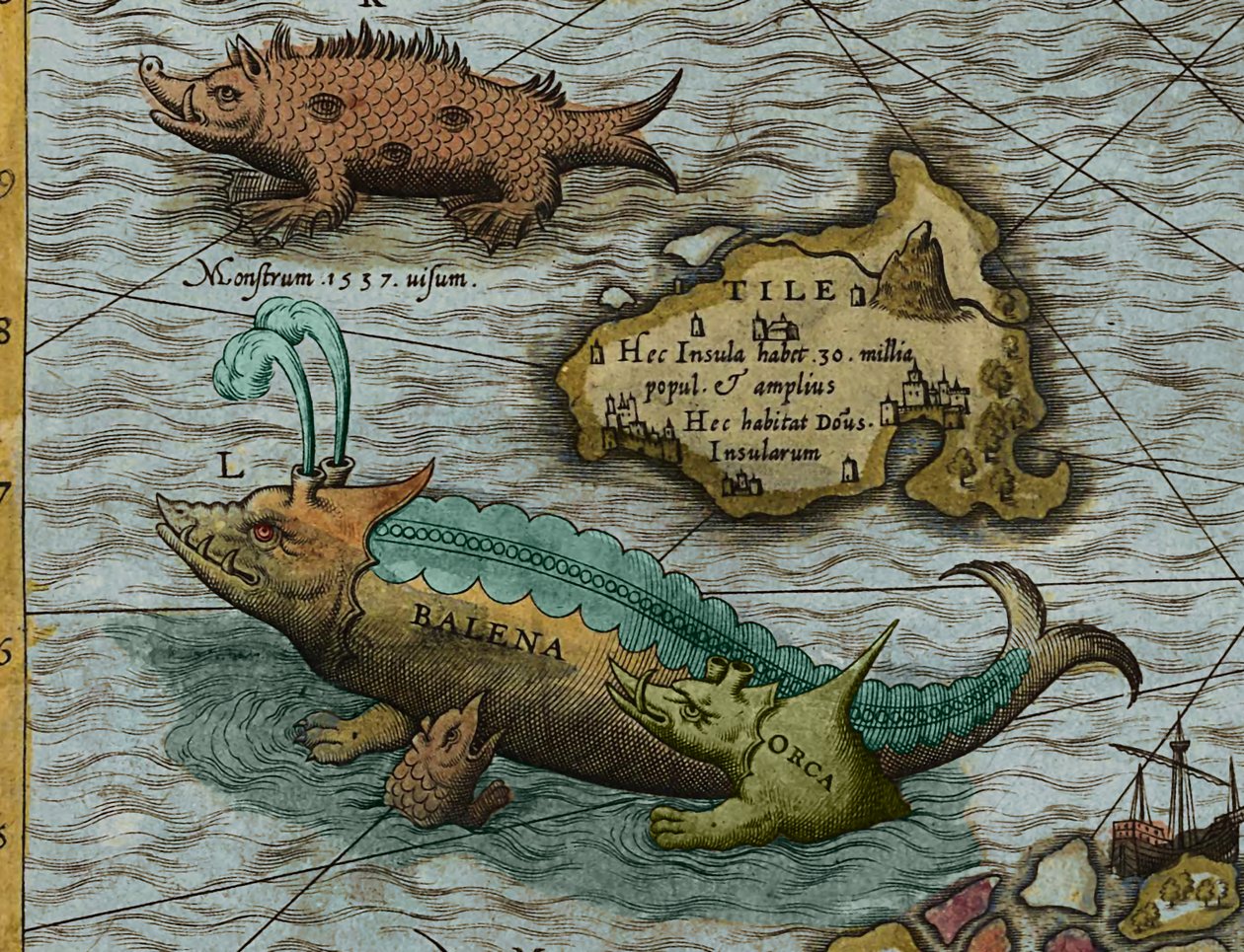 Dettaglio di Una Mappa del Mare (Carta marina) di Olaus Magnus (1490-1557) da Antoine Lafrery
