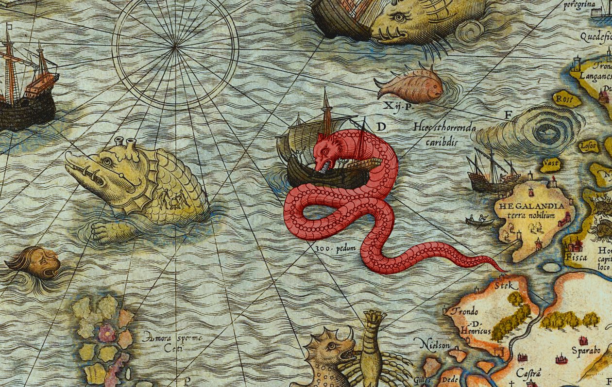 Dettaglio di Una Mappa del Mare (Carta marina) di Olaus Magnus (1490-1557) da Antoine Lafrery