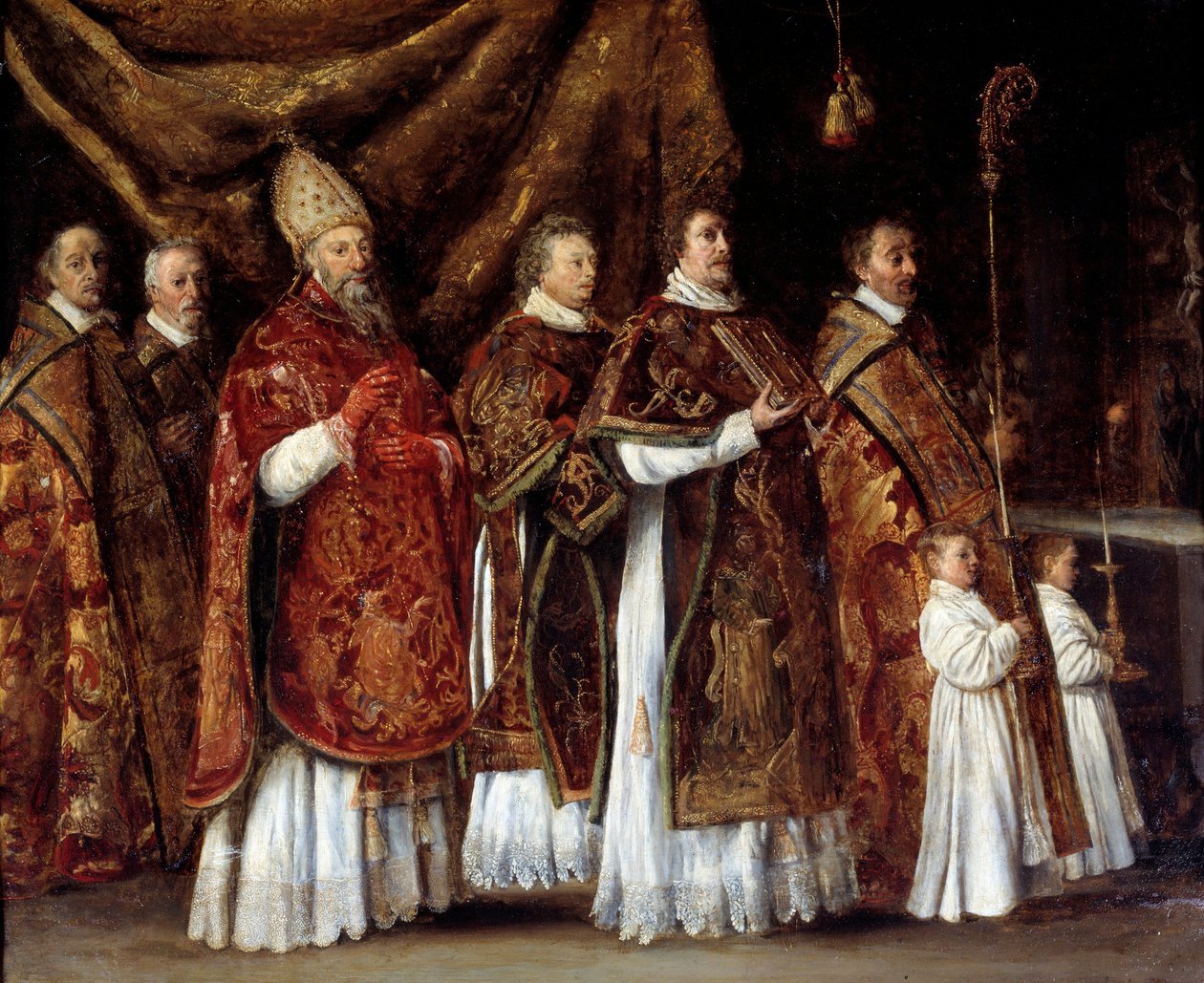 Messa pontificale o un vescovo che sale all