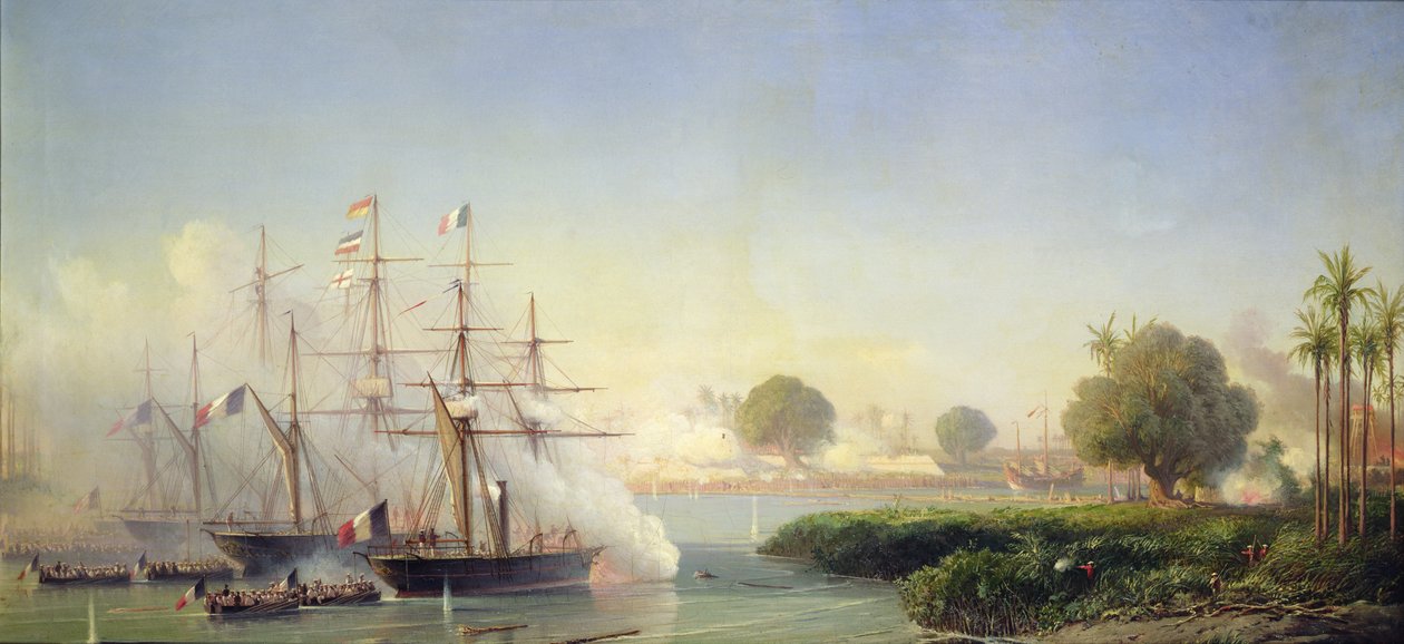Assalto alla cittadella di Saigon da parte del vice ammiraglio Rigault de Genouilly, 17 febbraio da Antoine Leon Morel Fatio