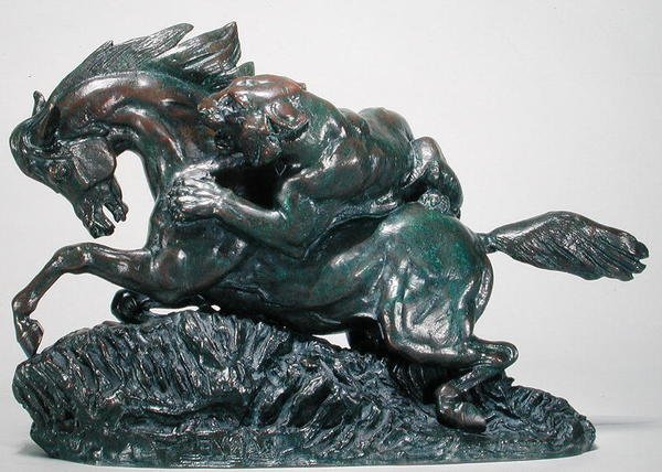 Cavallo sorpreso da una tigre da Antoine Louis Barye