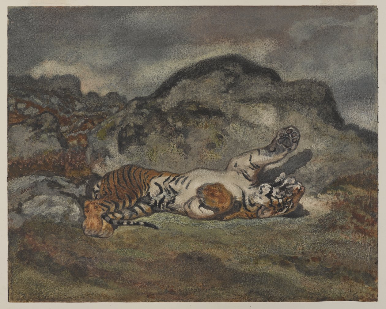 Tigre rotolante, c.1840 da Antoine Louis Barye