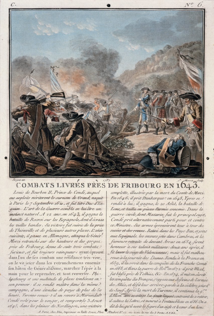 Combattimento vicino a Friburgo, 1643, inciso da Jean Baptiste Morret, 1787 da Antoine Louis Francois Sergent Marceau
