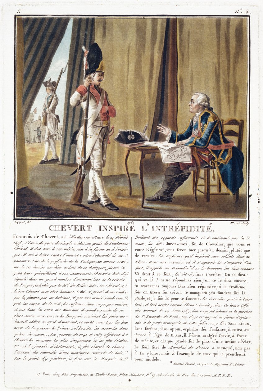 François Chevert ispira coraggio, inciso da Jean Baptiste Morret da Antoine Louis Francois Sergent Marceau
