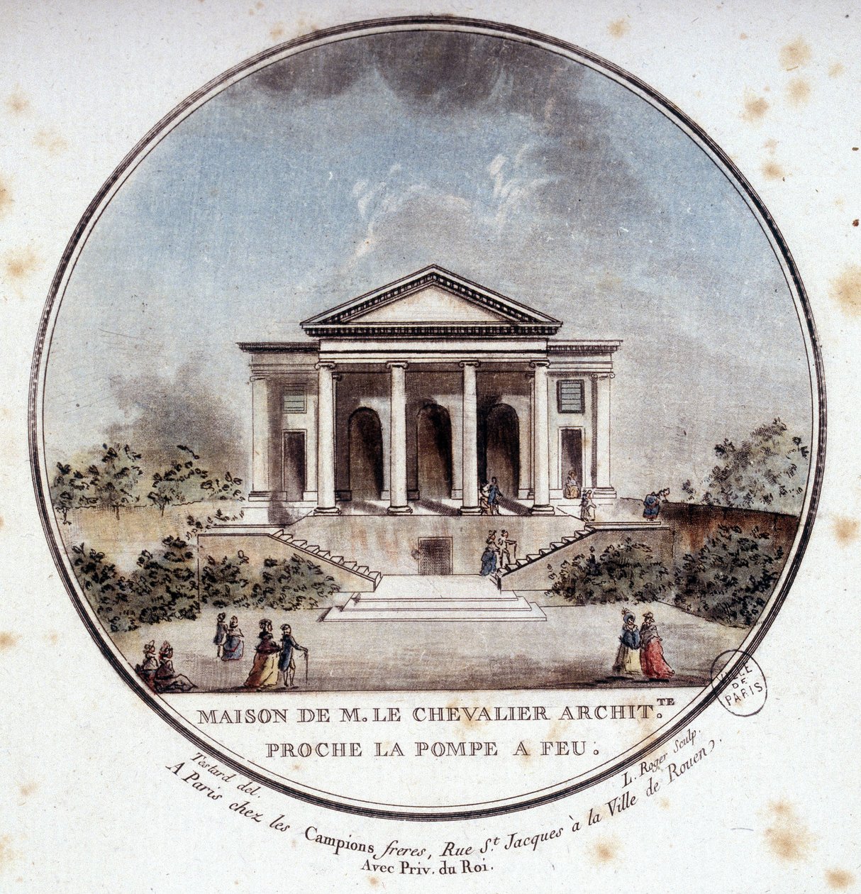 Maison de Monsieur le Chevalier, architetto, Parigi. In vedute pittoresche dei principali edifici di Parigi di Sergeant da Antoine Louis Francois Sergent Marceau