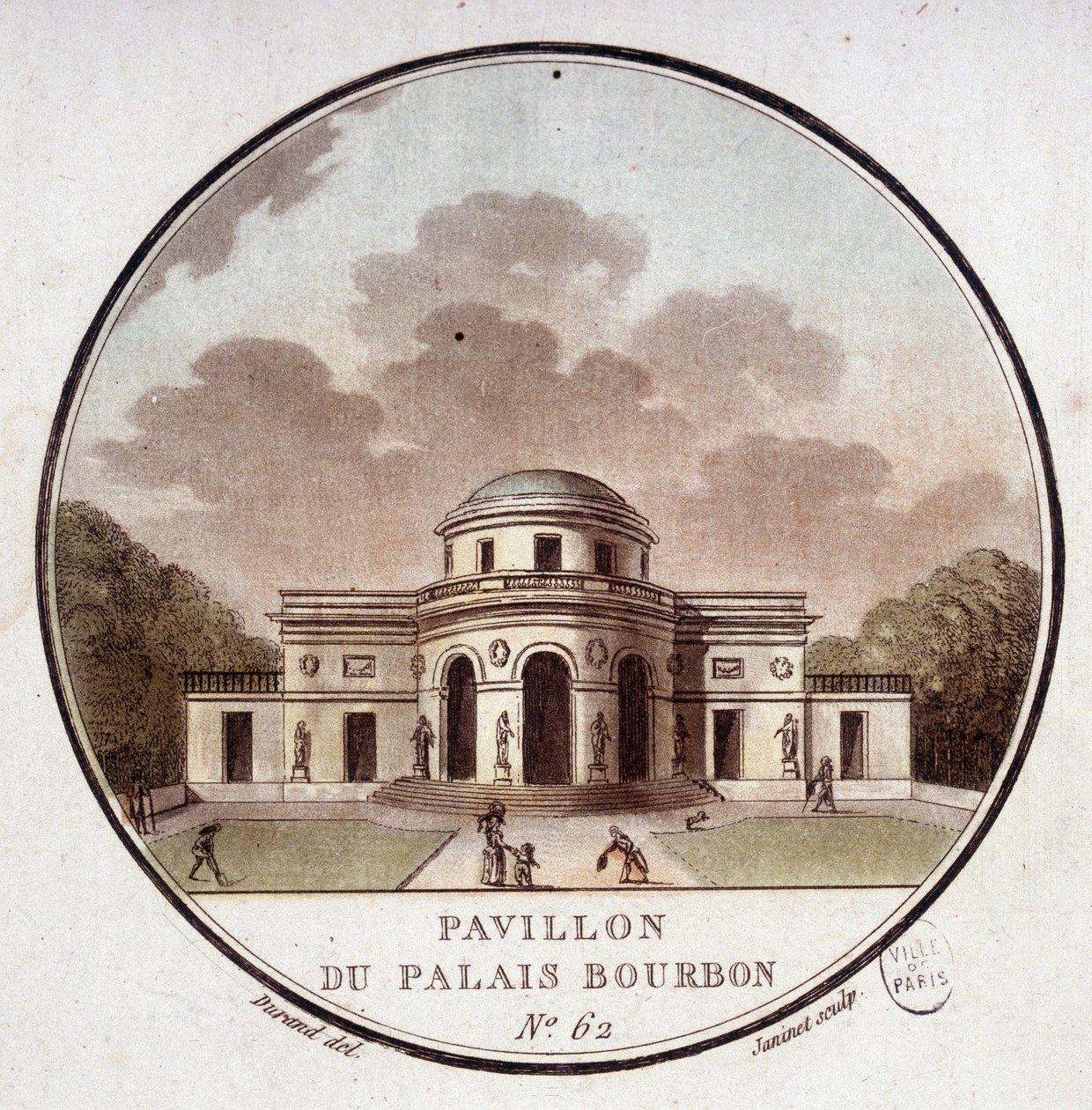 Padiglione del Palais Bourbon, Parigi. In vedute pittoresche dei principali edifici di Parigi di Sergeant da Antoine Louis Francois Sergent Marceau