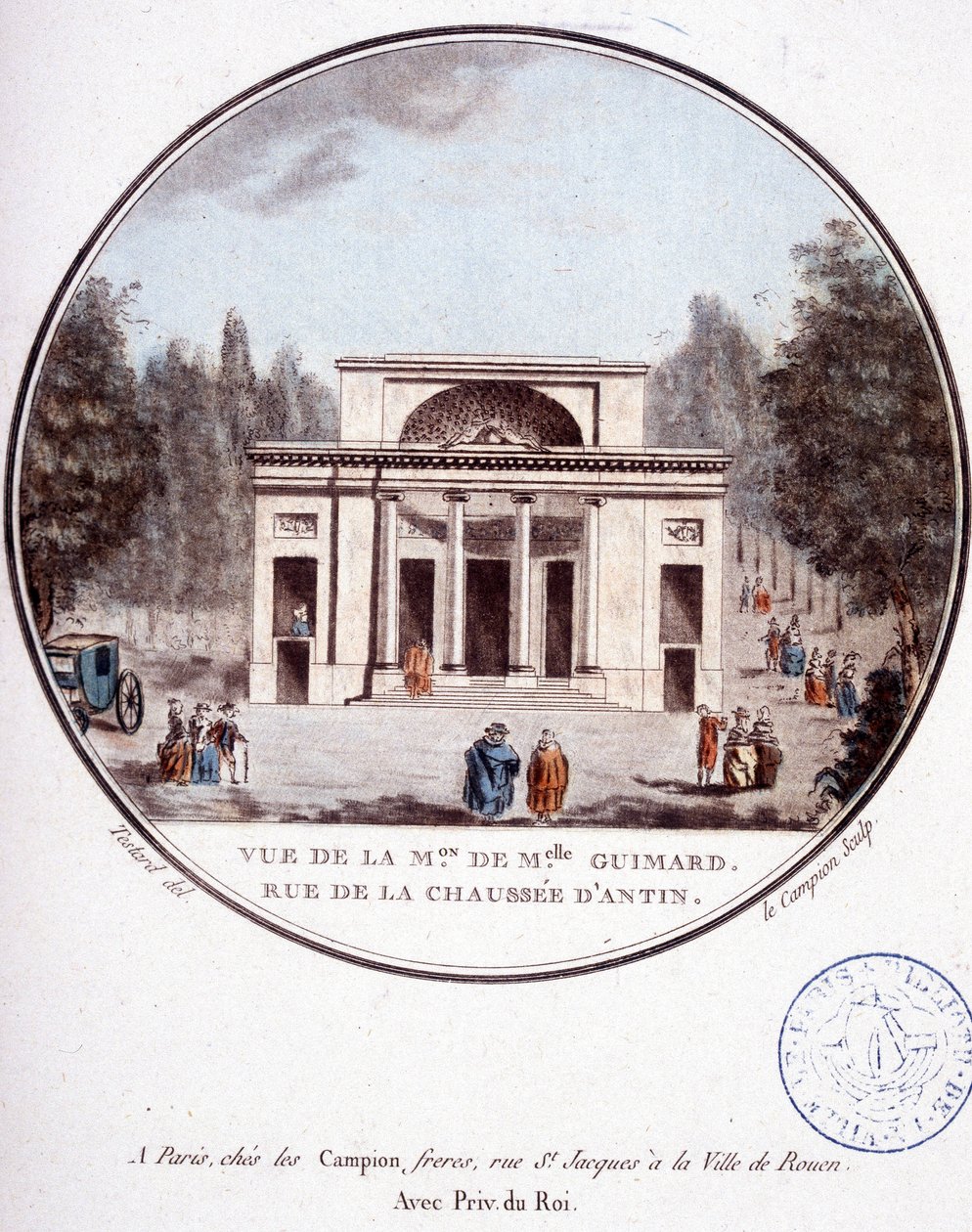 Vista della casa di Mademoiselle Guimard, rue de la chaussée d