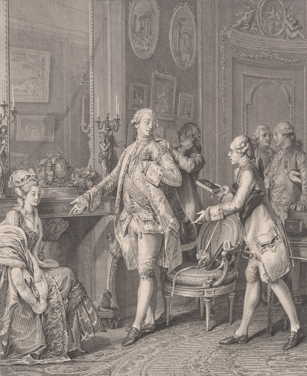 La Grande Toilette La Patrona, da Le Monument du Costume, 1777 da Antoine Louis Romanet