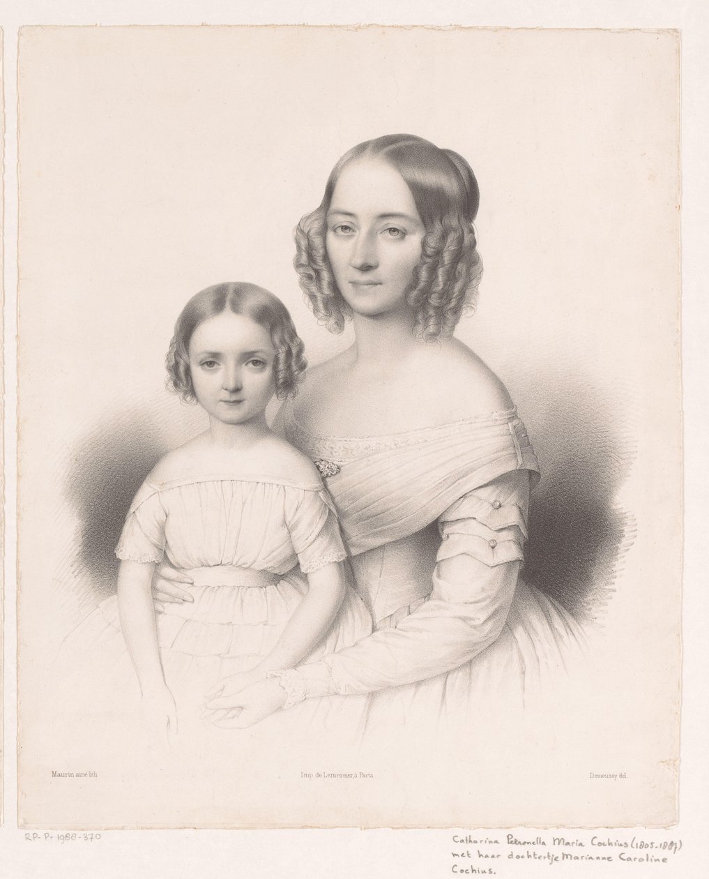 Portret van Catharina Petronella Maria Cochius met haar dochter da Antoine Maurin