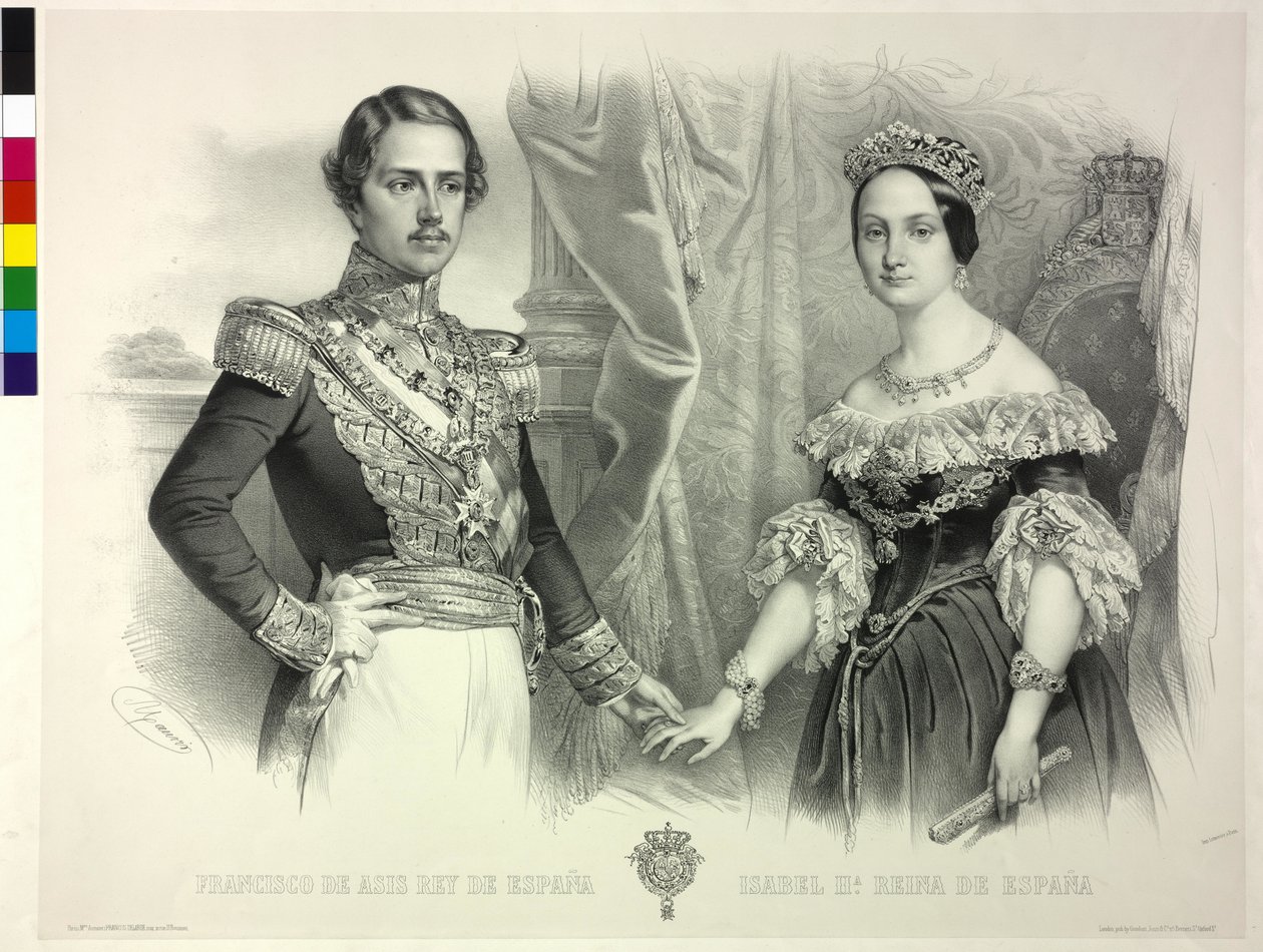 Regina di Spagna e suo marito Franz Isabella II da Antoine Maurin