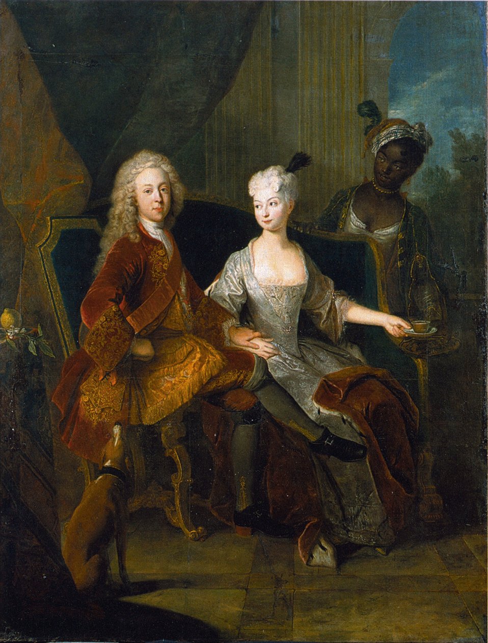 Tedesco: Principe ereditario Federico Ludovico di Württemberg (1698-1731) con la moglie Henriette Marie di Brandeburgo-Schwedt (1702-1782) Ritratto del Principe ereditario Federico Ludovico di Württemberg e di sua moglie Henriette Marie di Brandeburgo-Schw da Antoine Pesne