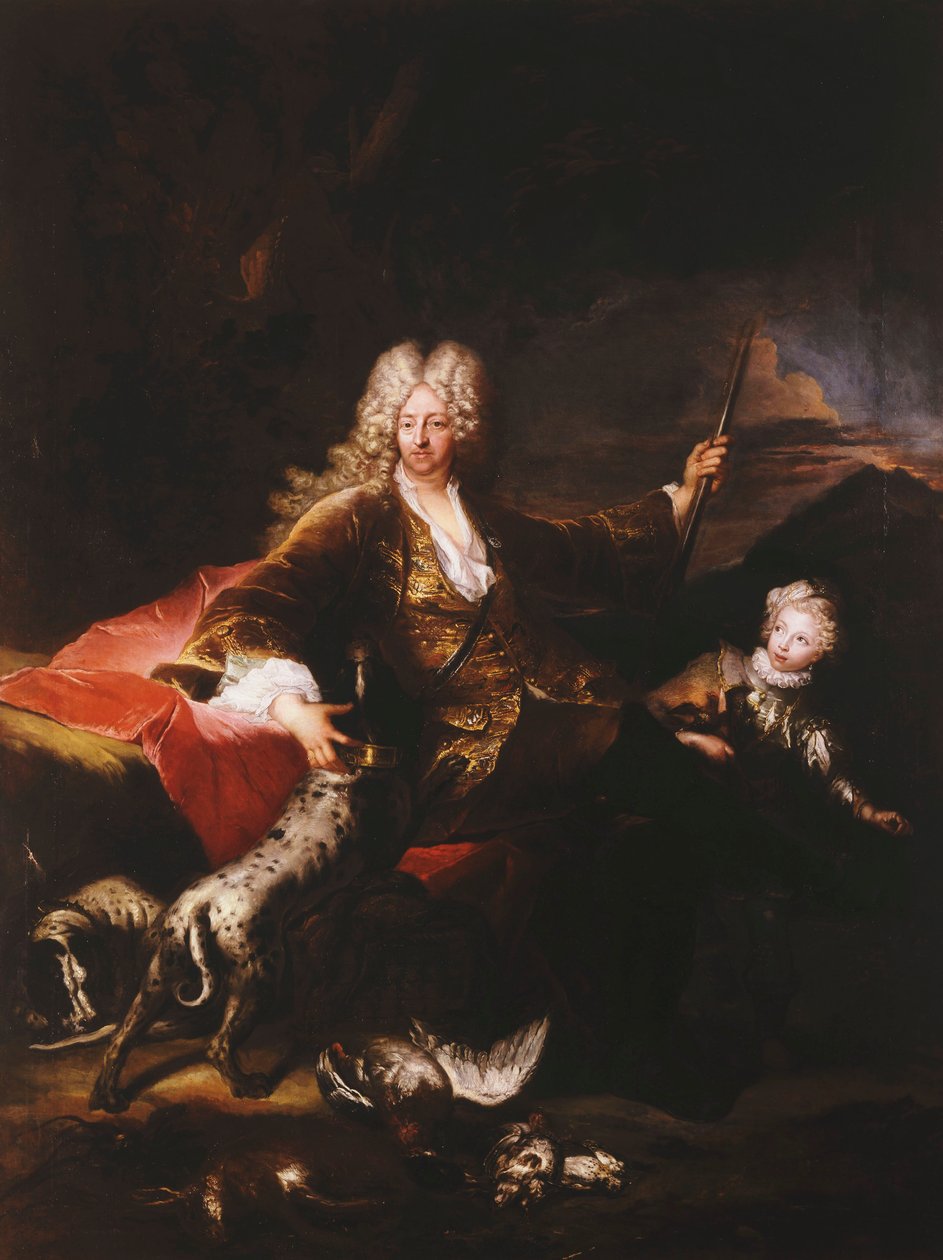 Ritratto del Marchese Paolo Corbelli, a figura intera, seduto su una panca al margine di un bosco, 1709 da Antoine Pesne