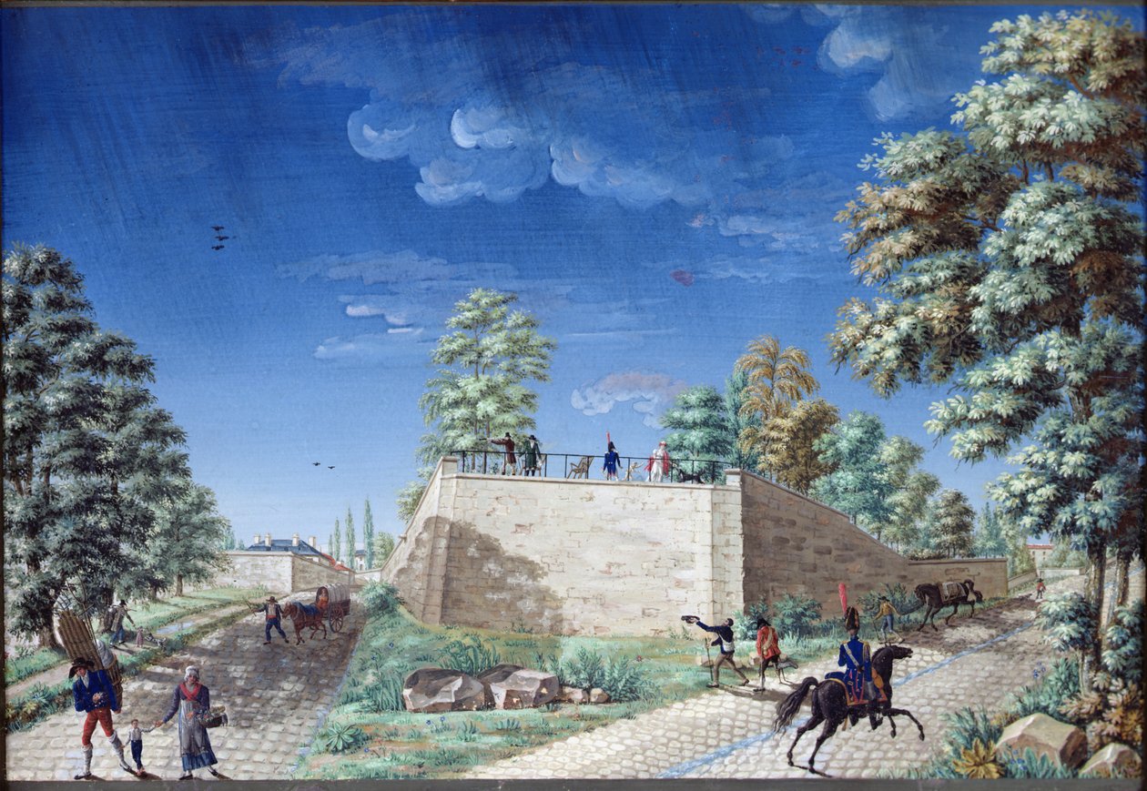 Vista di una terrazza alla periferia di Parigi da Antoine Pierre Mongin