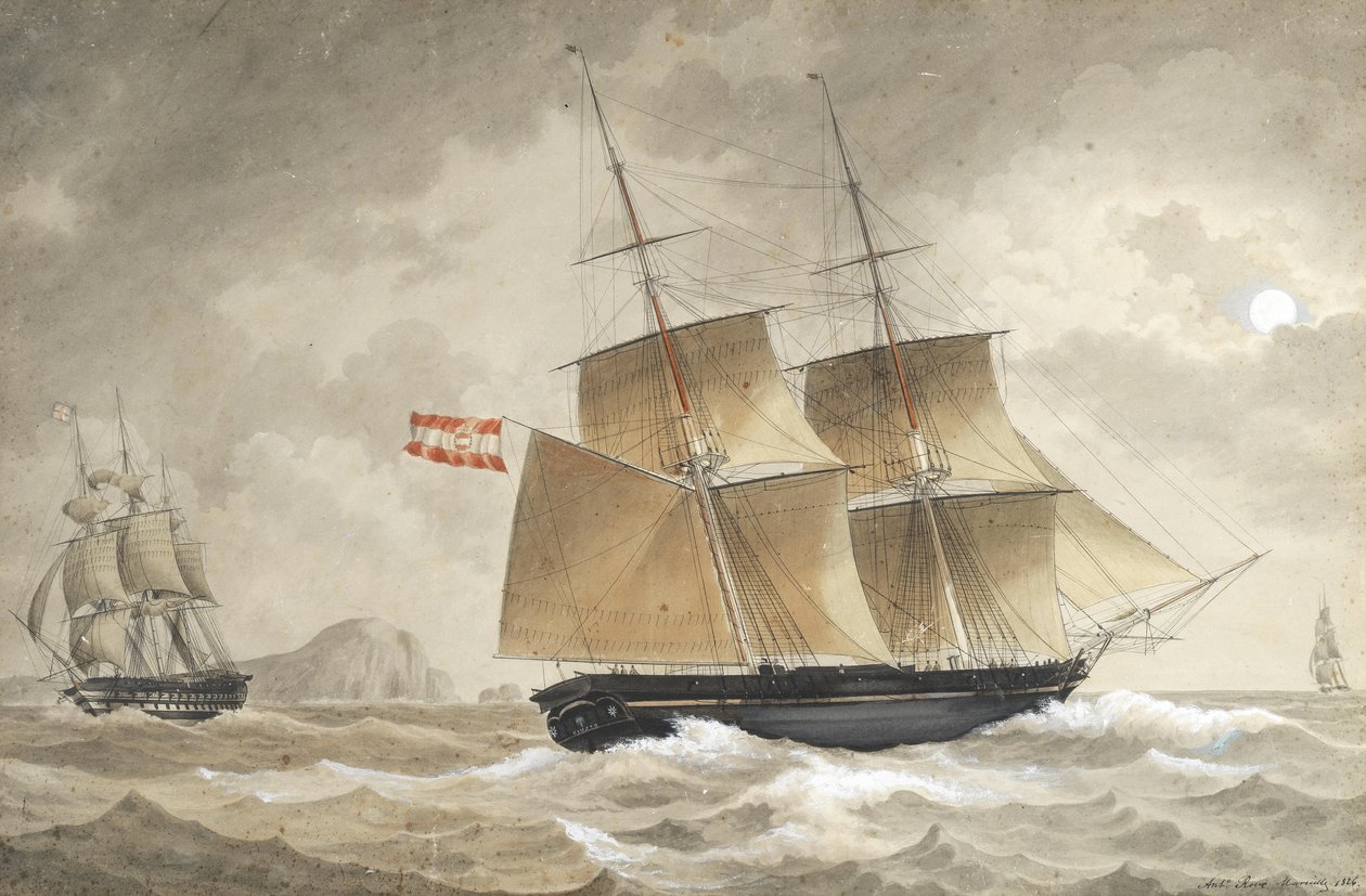 Una nave della Marina austriaca nelle acque costiere vicino a Marsiglia da Antoine Roux