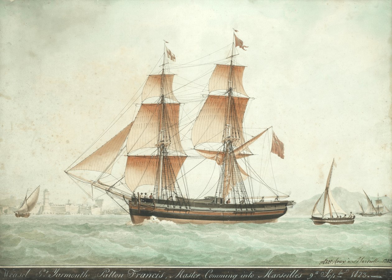 La Donnola in arrivo a Marsiglia, 9 settembre 1823 da Antoine Roux