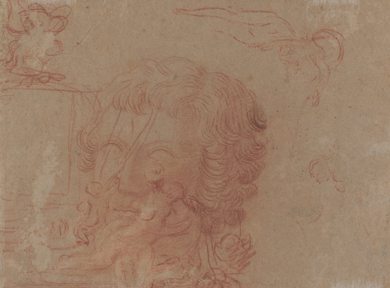 Schizzi di figure e una copia di una testa scolpita (verso) da Antoine Watteau