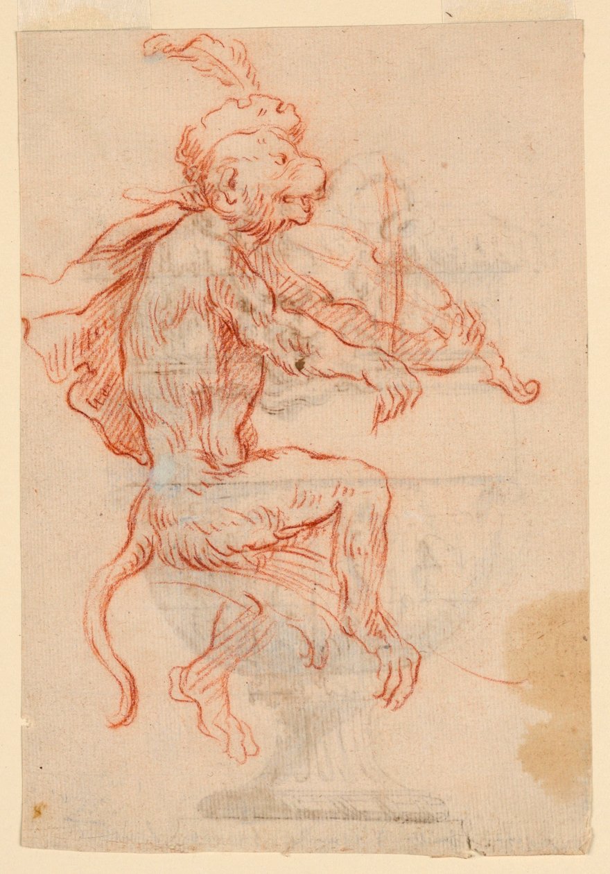 Scimmia che suona un violino da Antoine Watteau