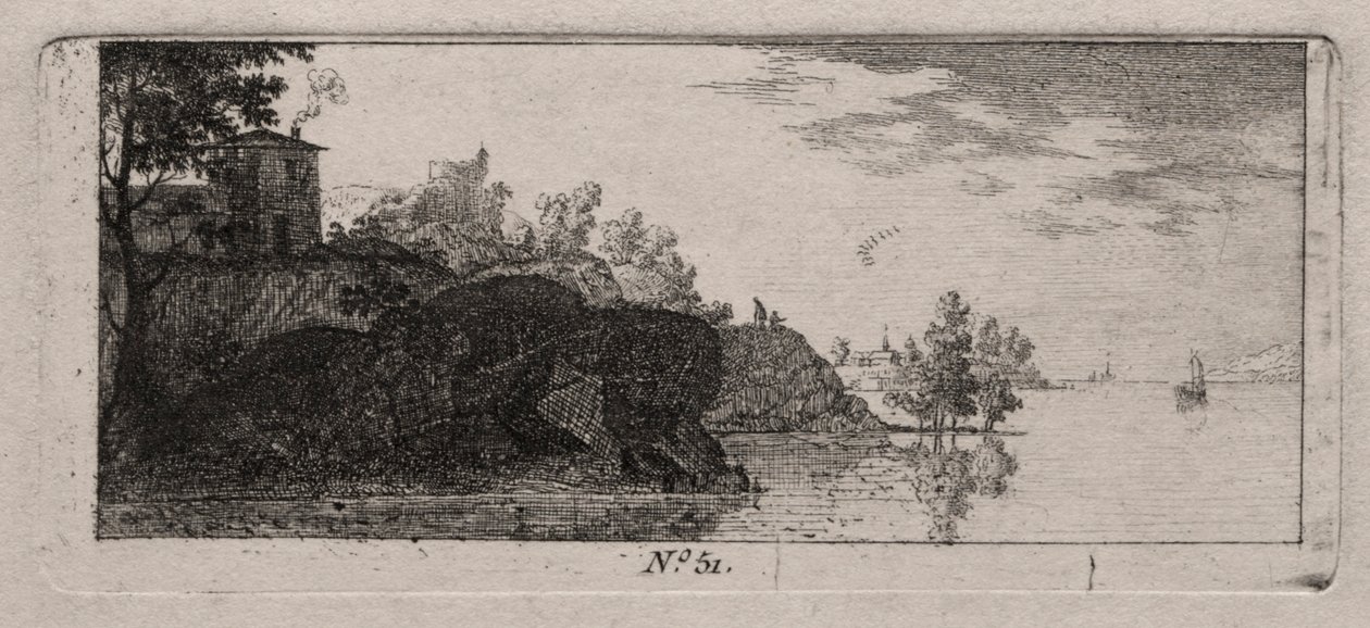 Cottage su un promontorio roccioso lungo un fiume da Antoine de Marcenay de Ghuy
