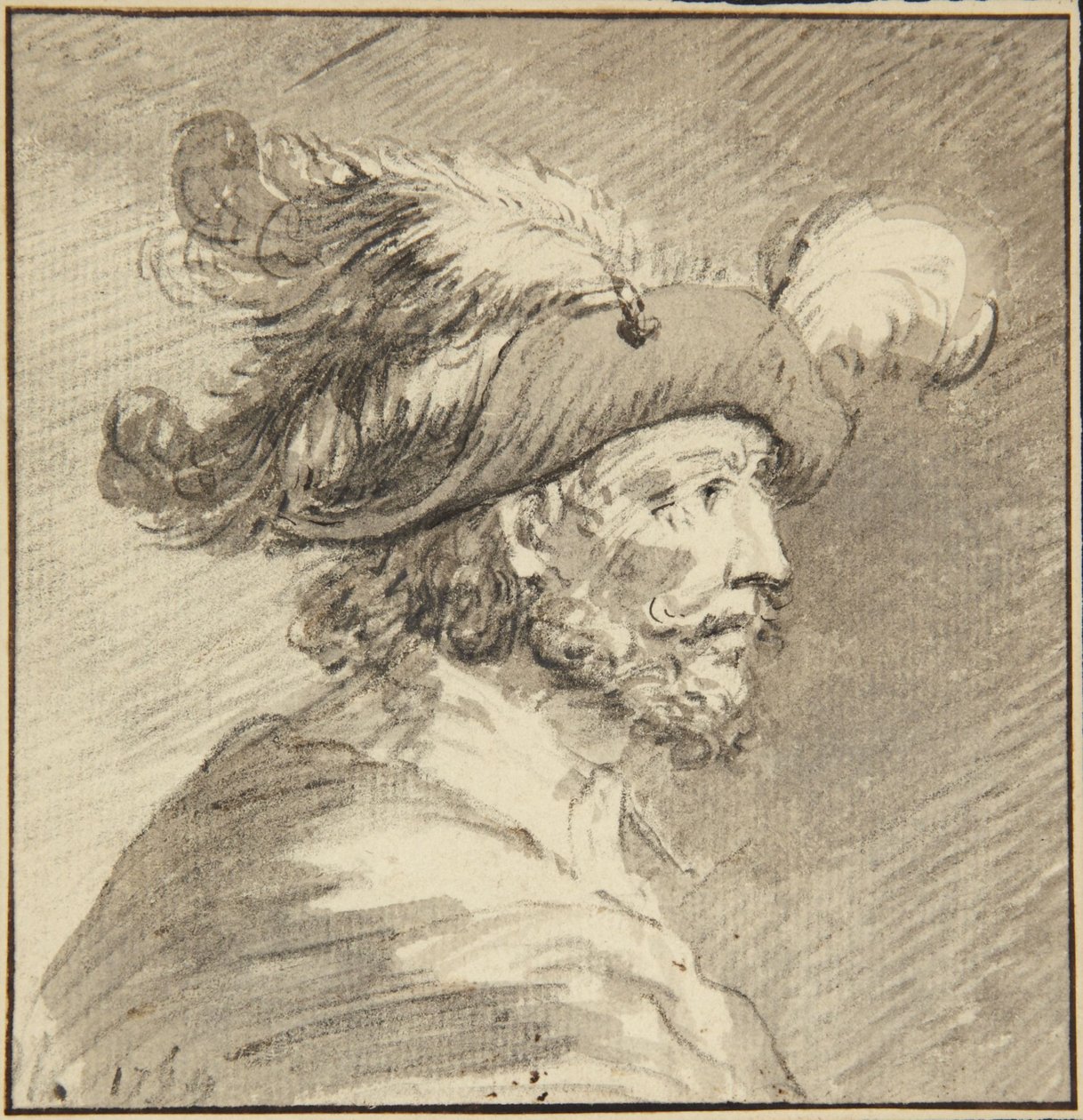 Profilo di uomo con cappello piumato da Antoine de Marcenay de Ghuy