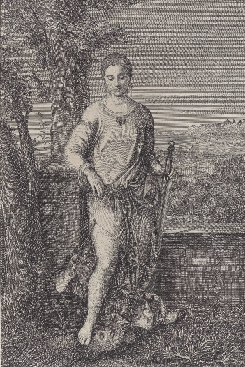 Giuditta in piedi con il piede sulla testa di Oloferne da Antoinette Larcher