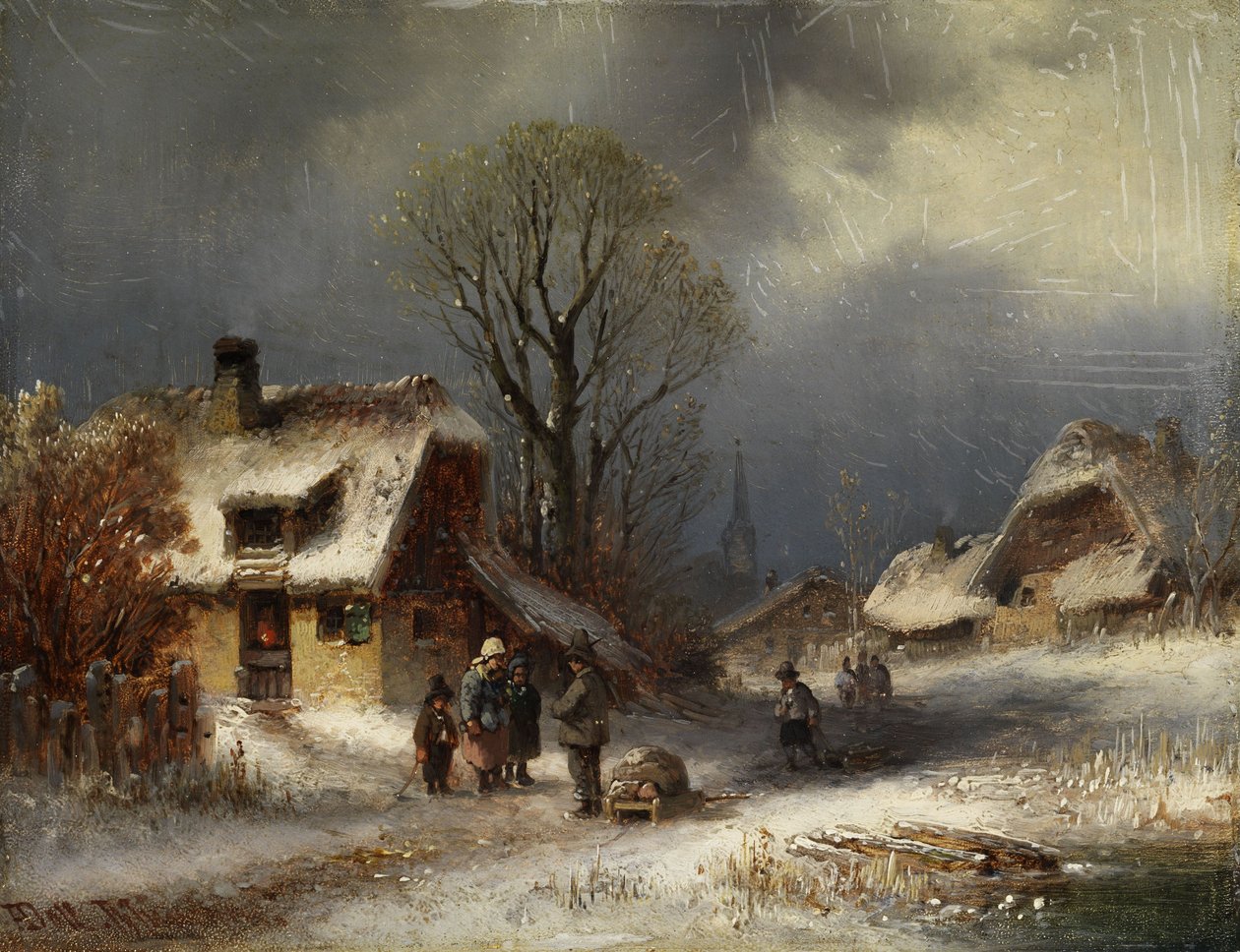Scena di villaggio invernale da Anton Doll