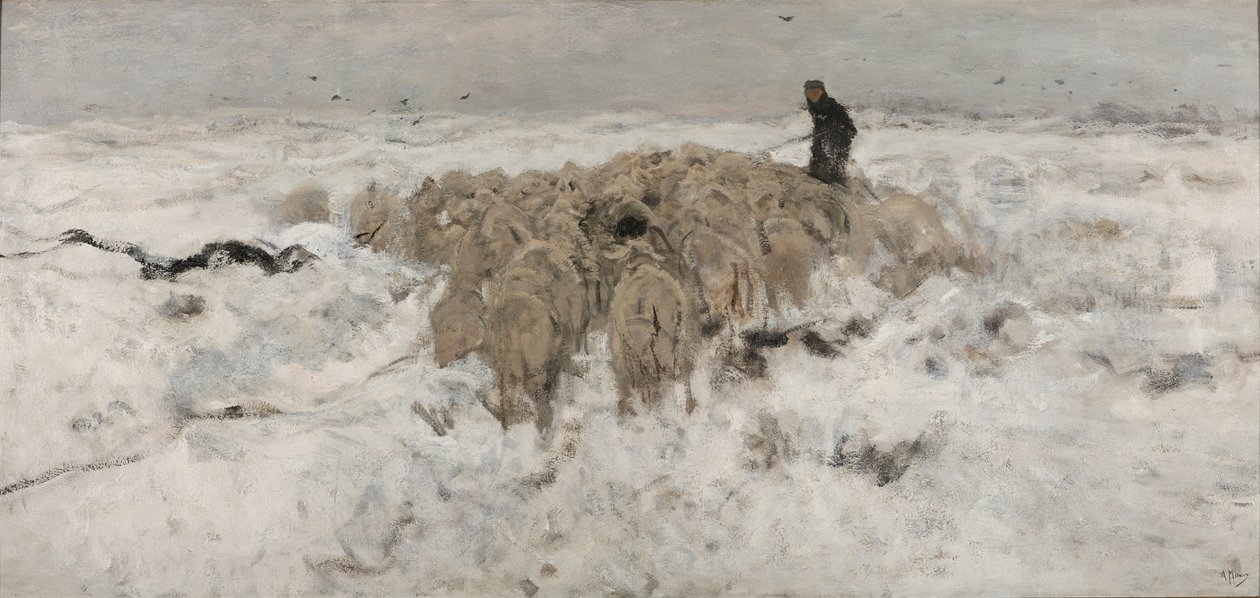 Gregge di pecore nella neve da Anton Mauve