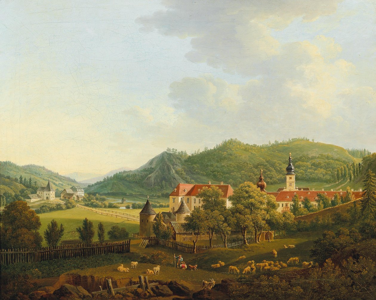 Paesaggio aperto con monastero da Anton Schiffer