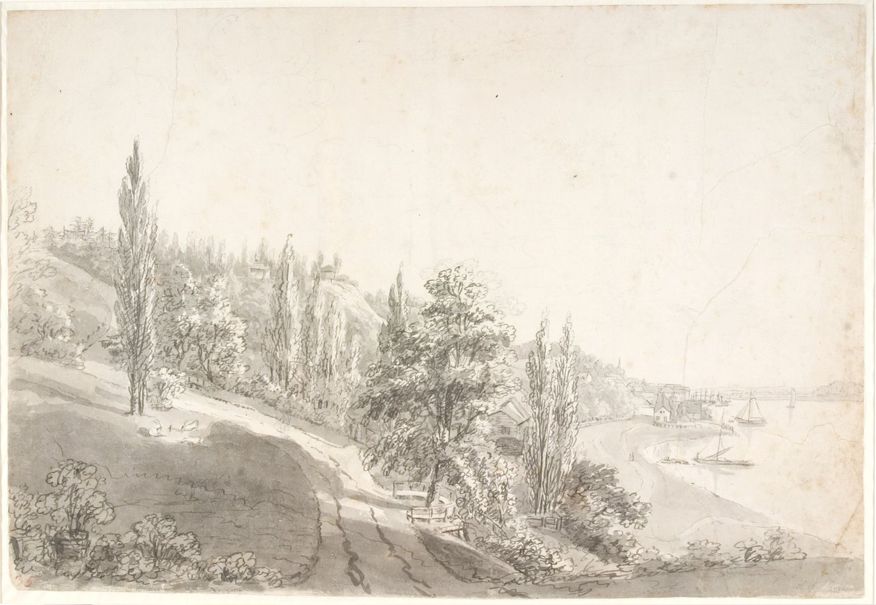 Paesaggio con città sull