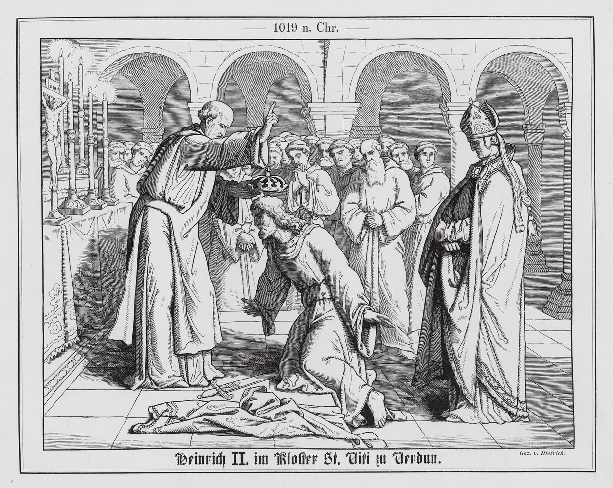 Il Sacro Romano Imperatore Enrico II riceve la benedizione nel Monastero di San Vito a Verdun da Anton Dietrich