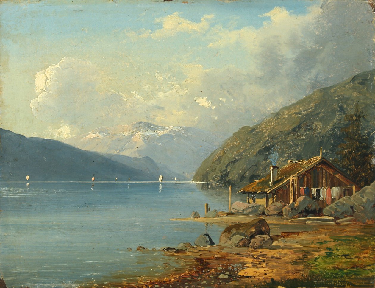 Danese:  Lille hytte ved en søbred i Tyskland Una piccola cabina su un lago in Germania da Anton Eduard Kieldrup