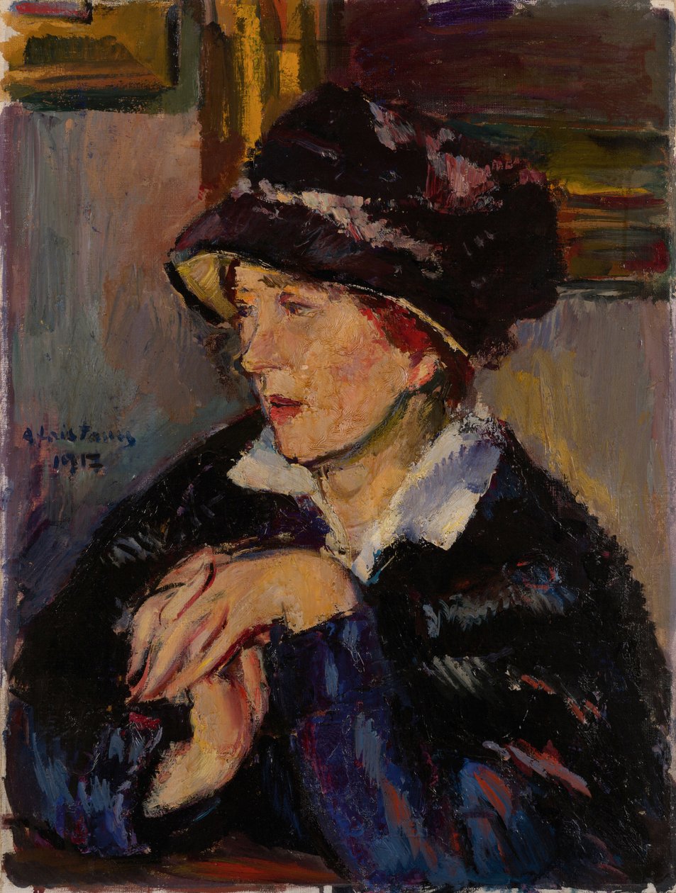 Donna con un cappello scuro, 1917 da Anton Faistauer