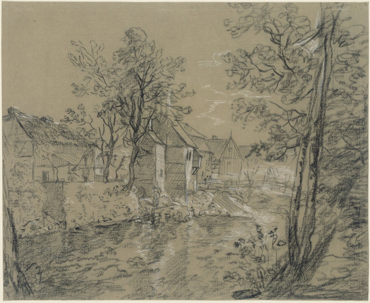 Case presso il fiume (case sulla Weißeritz nella valle di Plauen presso Dresda) da Anton Graff