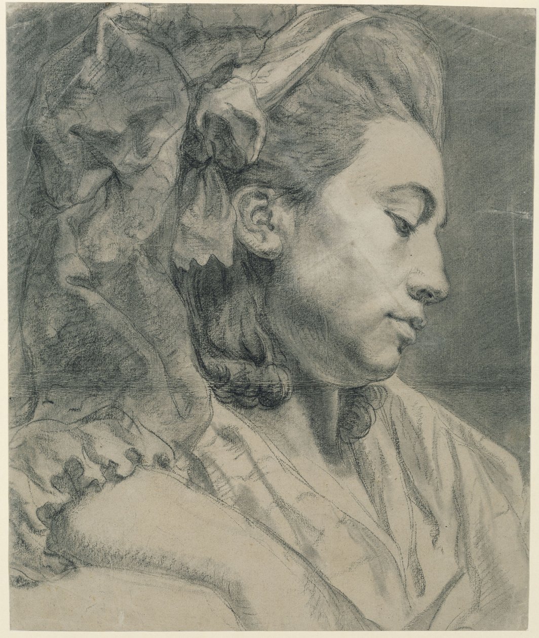 Testa di una donna, di profilo verso destra (Elisabetha Auguste Graff, nata Sulzer, moglie di Graff) da Anton Graff