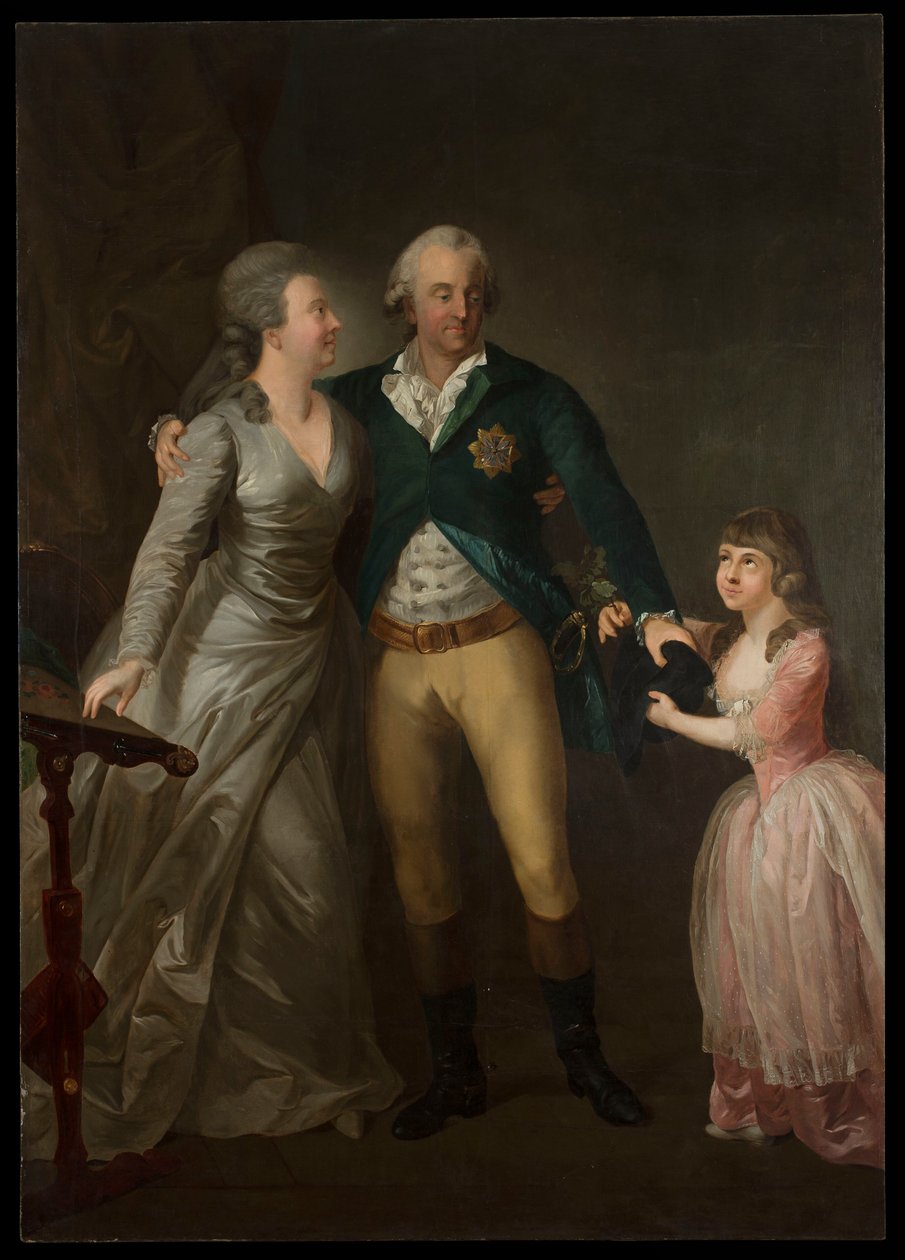 Ritratto del principe Carlo Augusto di Sassonia con la moglie Sofia e la figlia da Anton Graff
