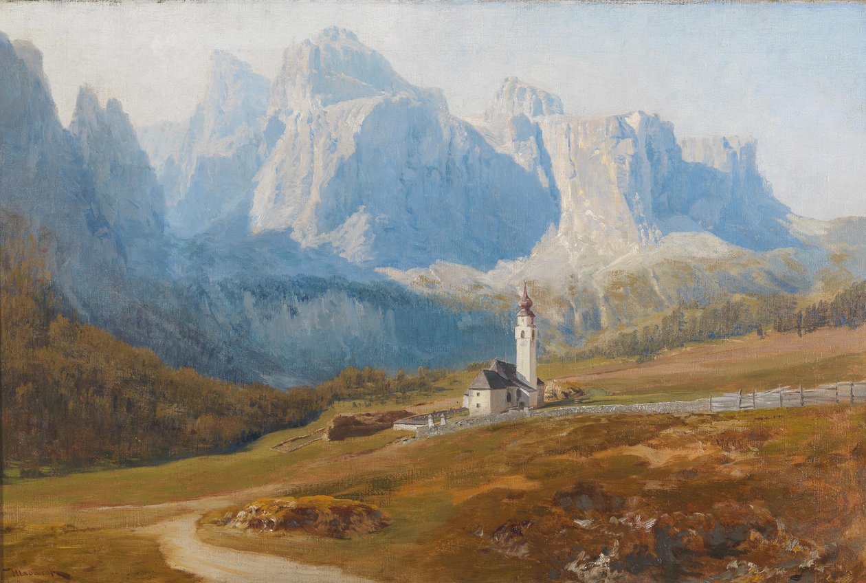 Anton Hlavacek Veduta di Colfosco con il gruppo delle Odle da Anton Hlavacek