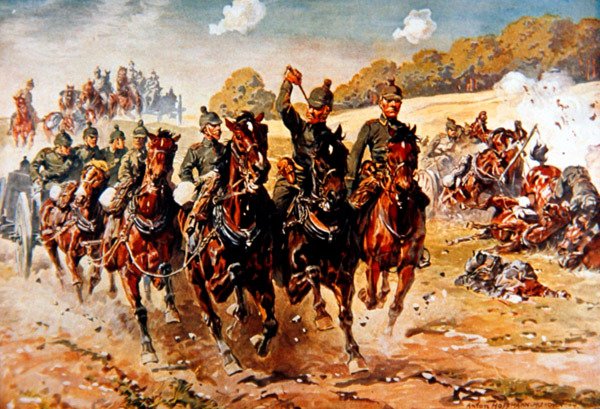 Artiglieria da campo tedesca in azione sotto il fuoco da Anton Hoffmann
