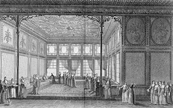 Interno di un salotto nel Palazzo Topkapi della Sultana Hadidge, sorella di Selim III da Anton Ignaz (after) Melling