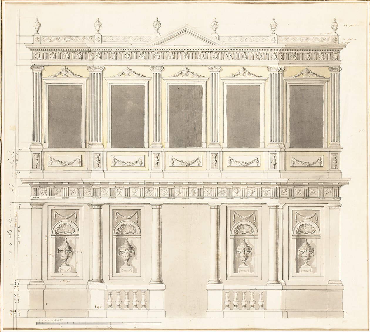 Elevazione di un padiglione per il palazzo della Sultana Hadigé a Defterdar Bournou da Anton Ignaz Melling