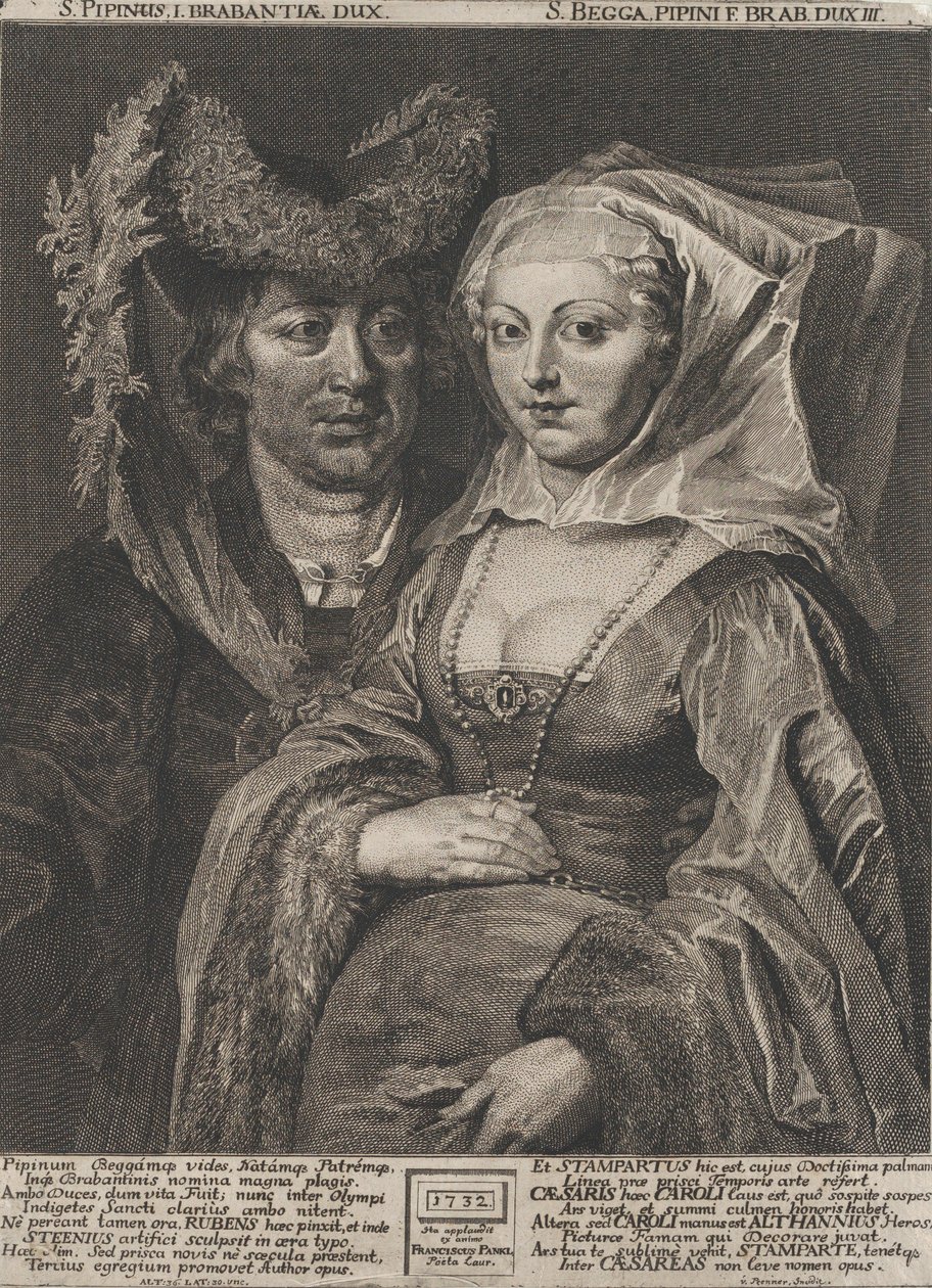 San Pepino I e sua figlia, Santa Begga da Anton Joseph von Prenner
