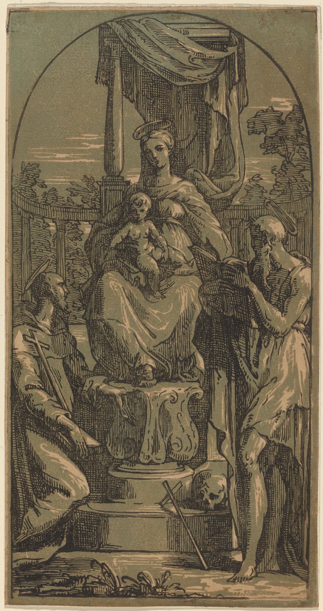 Madonna col Bambino in trono, San Girolamo e San Francesco da Anton Maria Zanetti I, after Parmigianino