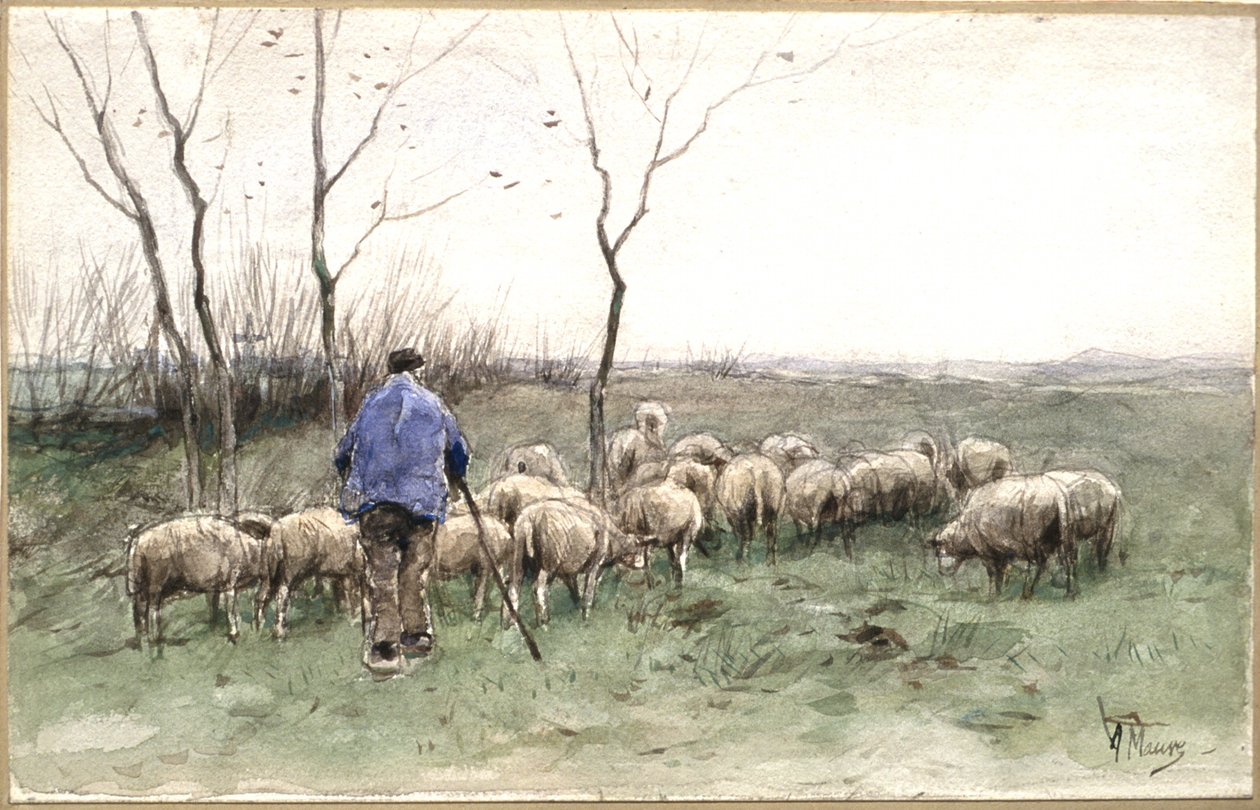 Un pastore e il suo gregge da Anton Mauve