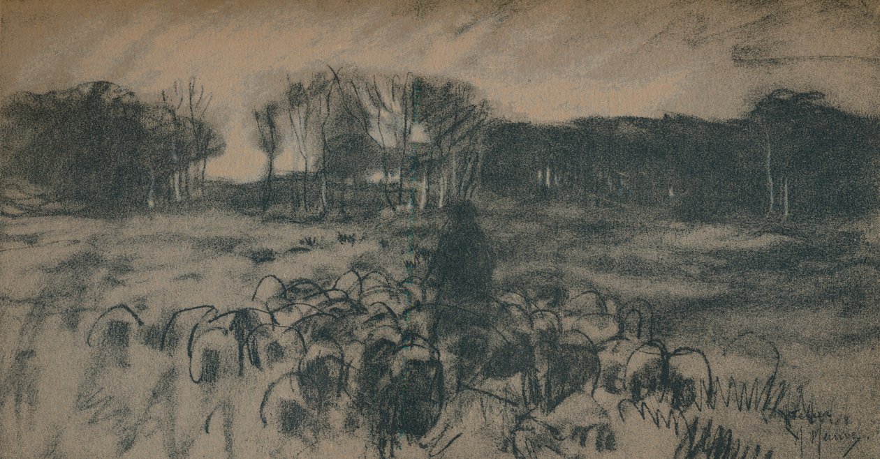 Schizzo di un pastore e il suo gregge, XIX secolo da Anton Mauve