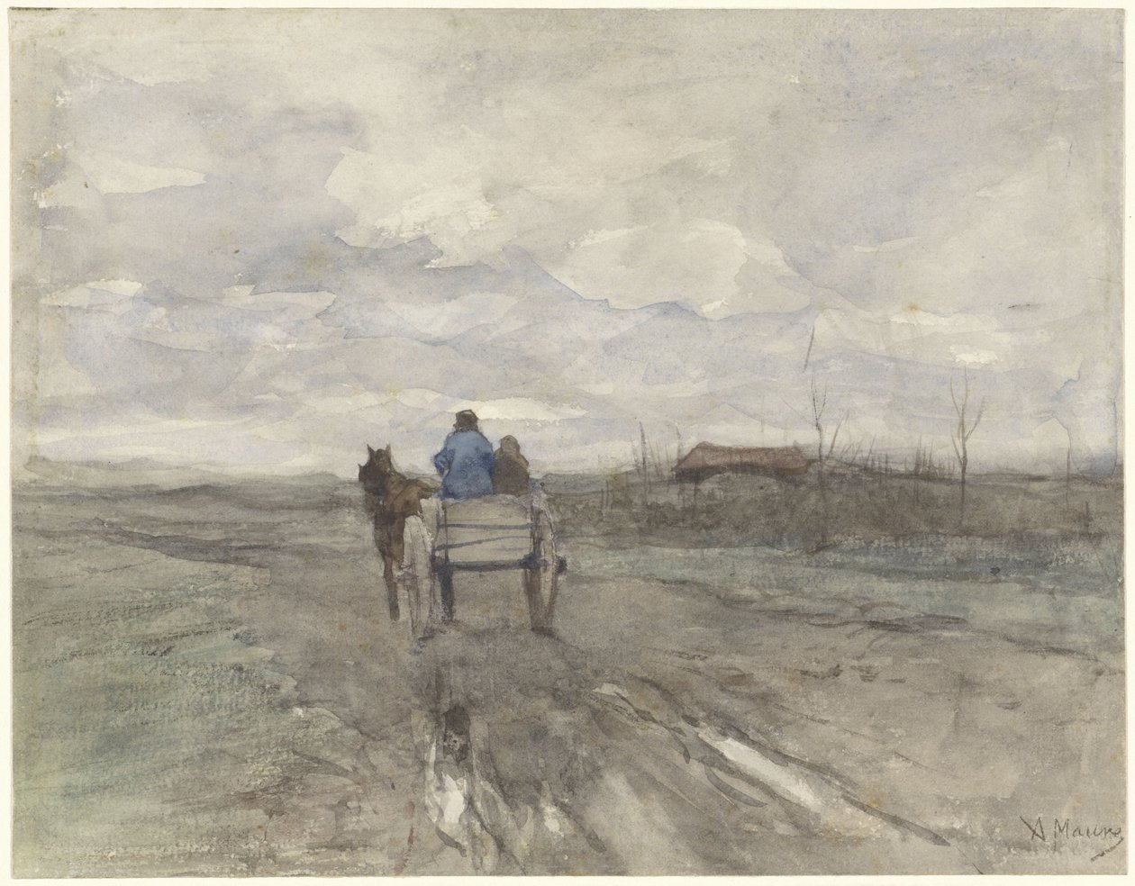 Carro contadino su una strada di campagna da Anton Mauve